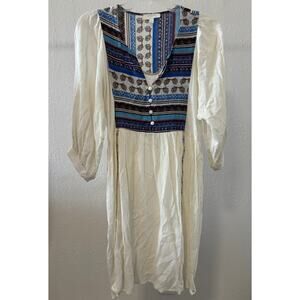Umgee Embroidered Tunic Dress Size Small Cotton Blend Cottagecore Kaftan Boho